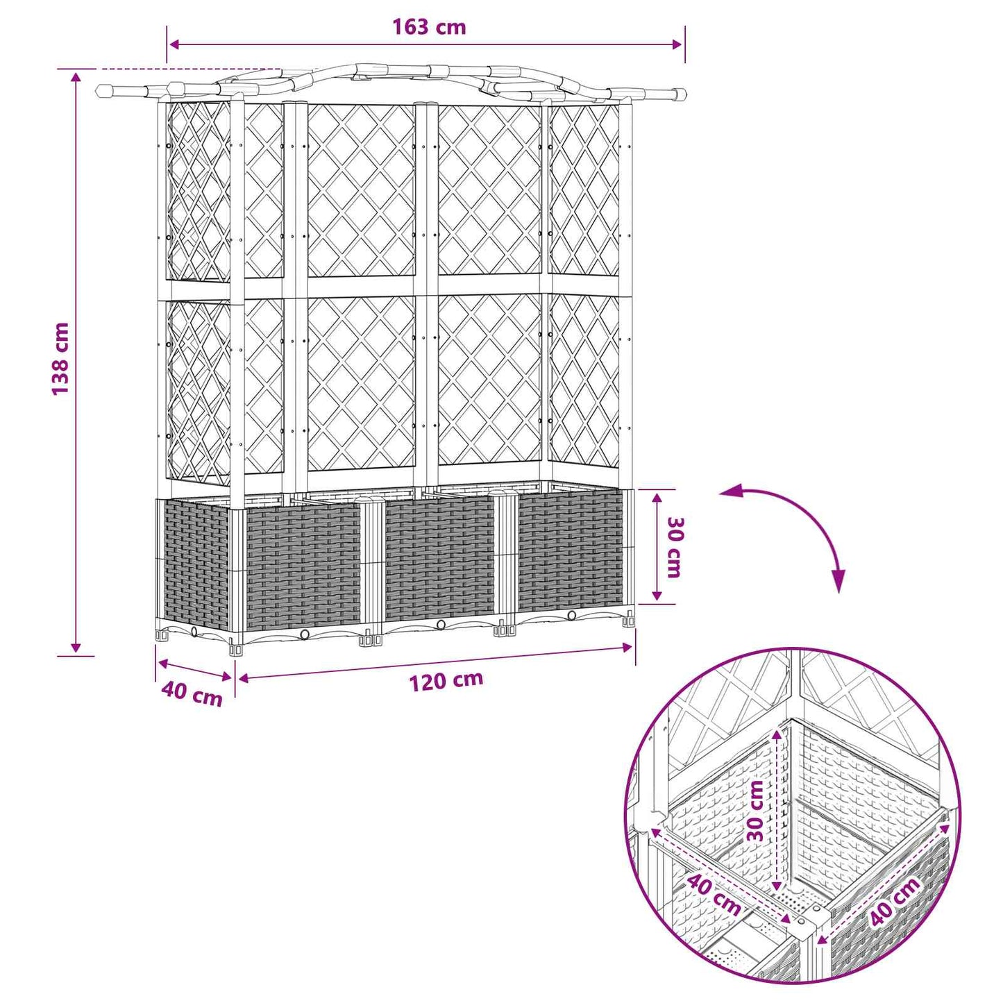 Verhoogd Bed met Trellis en Dak Lichtgrijs 163 x 40 x 138 cm PP is nu te koop bij PeponiXL, paradijselijk wonen!