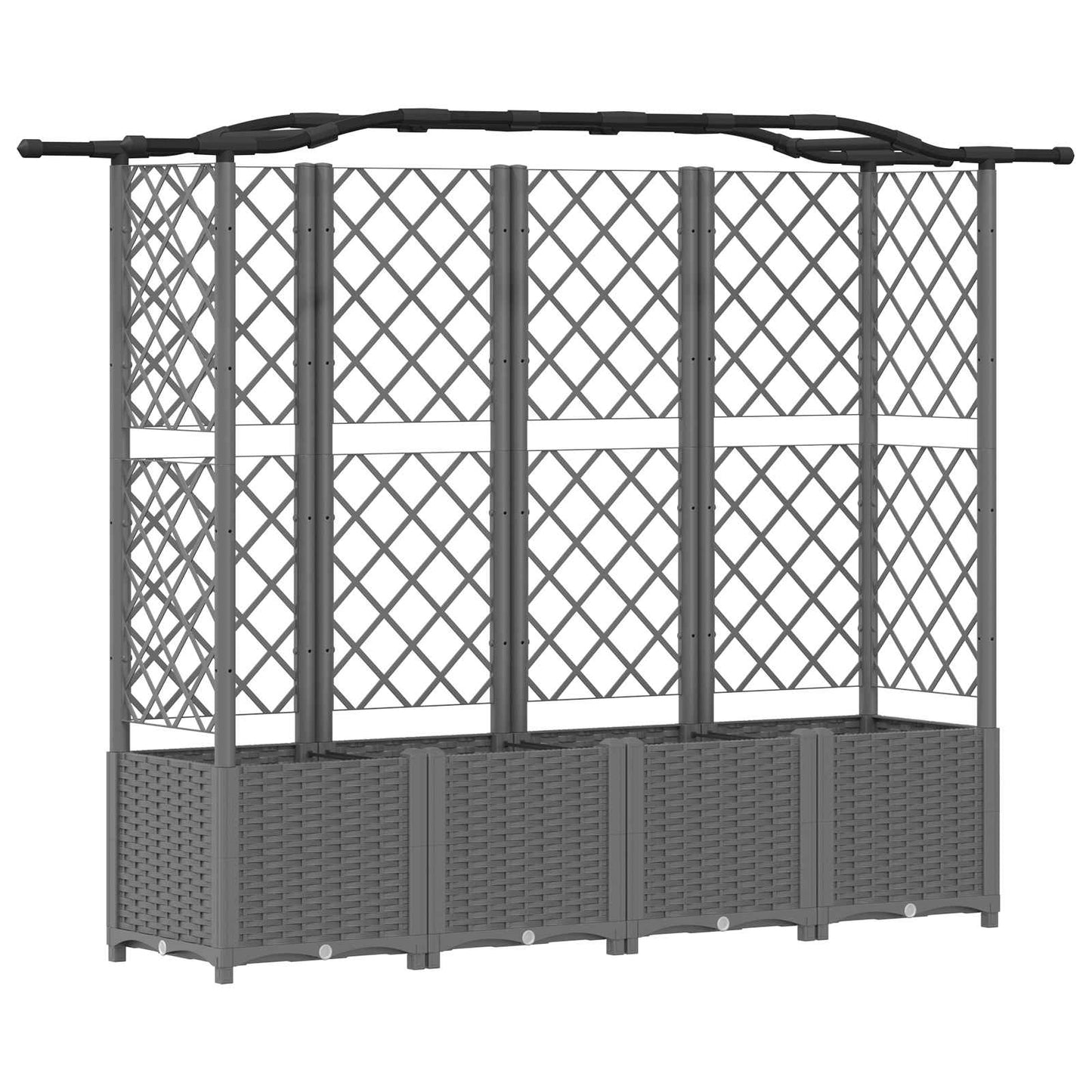Verhoogd Bed met Trellis en Dak Lichtgrijs 204 x 40 x 138 cm PP is nu te koop bij PeponiXL, paradijselijk wonen!