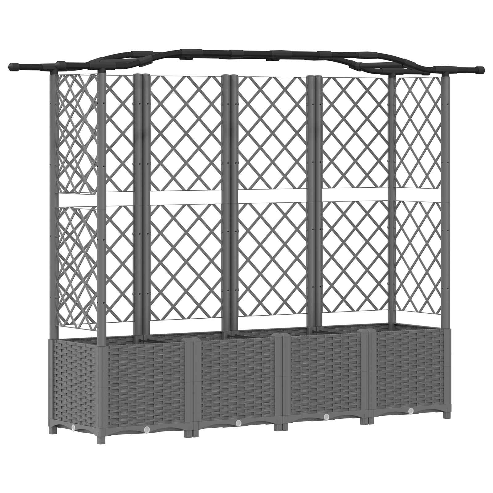Verhoogd Bed met Trellis en Dak Lichtgrijs 204 x 40 x 138 cm PP is nu te koop bij PeponiXL, paradijselijk wonen!