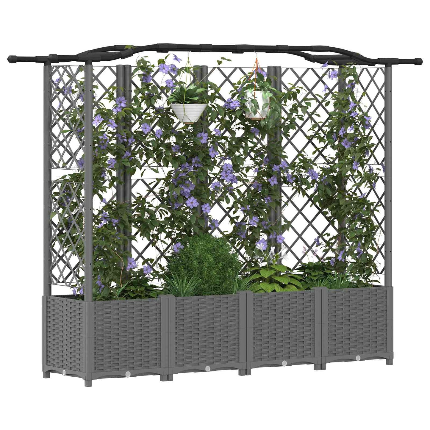 Verhoogd Bed met Trellis en Dak Lichtgrijs 204 x 40 x 138 cm PP is nu te koop bij PeponiXL, paradijselijk wonen!
