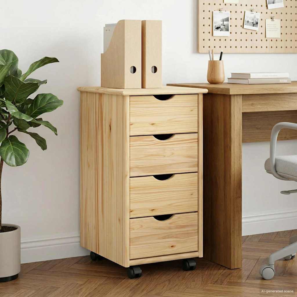 Rolling Kast met wiel Bruin 65,5 x 34 x 39 cm Massief Vurenhout is nu te koop bij PeponiXL, paradijselijk wonen!