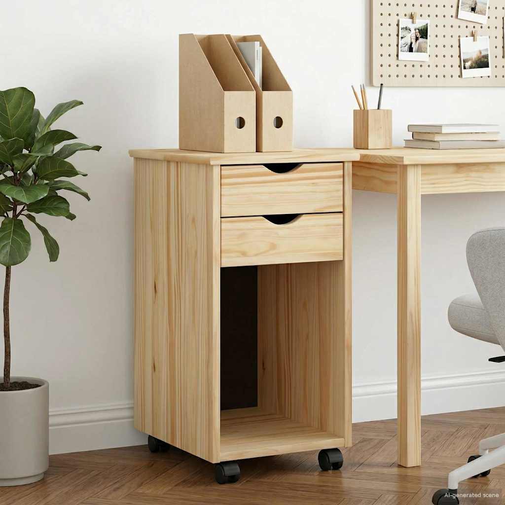 Rolling Kast Bruin 34 x 39 x 65,5 cm Massief grenenhout is nu te koop bij PeponiXL, paradijselijk wonen!