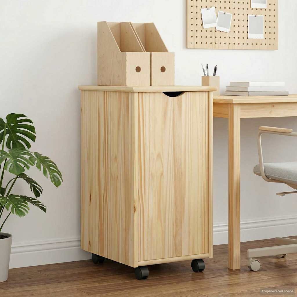 Rolling Kast met wiel Bruin 34 x 39 x 65,5 cm Massief Vurenhout is nu te koop bij PeponiXL, paradijselijk wonen!