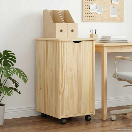 Rolling Kast met wiel Bruin 34 x 39 x 65,5 cm Massief Vurenhout is nu te koop bij PeponiXL, paradijselijk wonen!