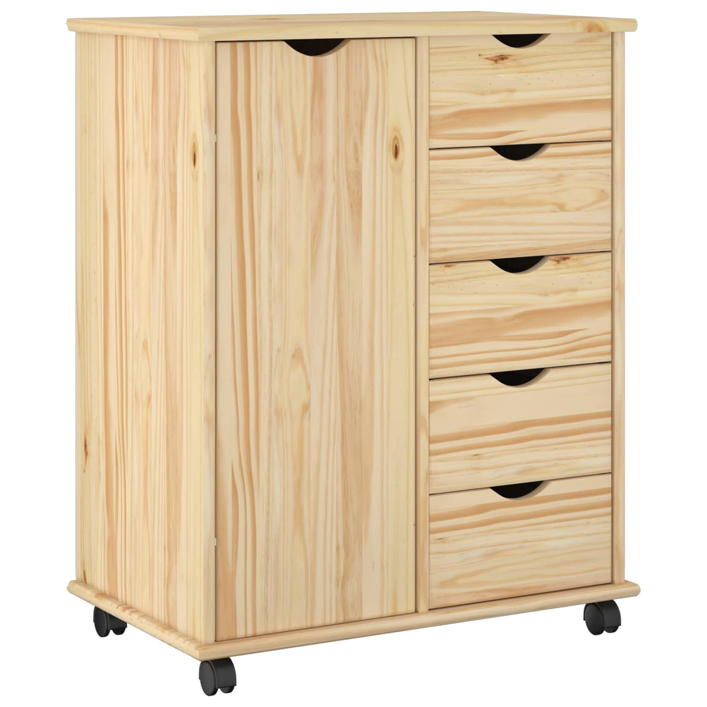 Rolling Kast met wiel Bruin 63,5 x 39 x 79 cm Massief Vurenhout is nu te koop bij PeponiXL, paradijselijk wonen!
