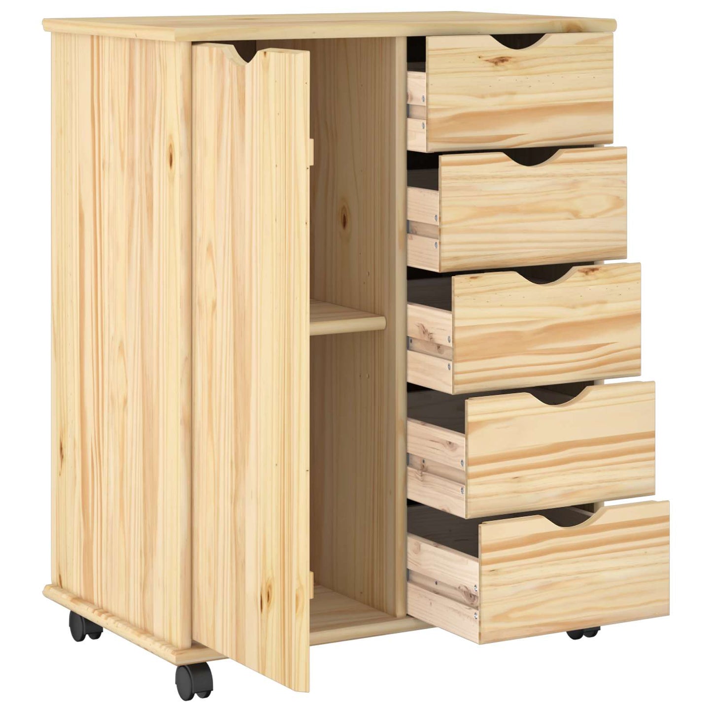 Rolling Kast met wiel Bruin 63,5 x 39 x 79 cm Massief Vurenhout is nu te koop bij PeponiXL, paradijselijk wonen!