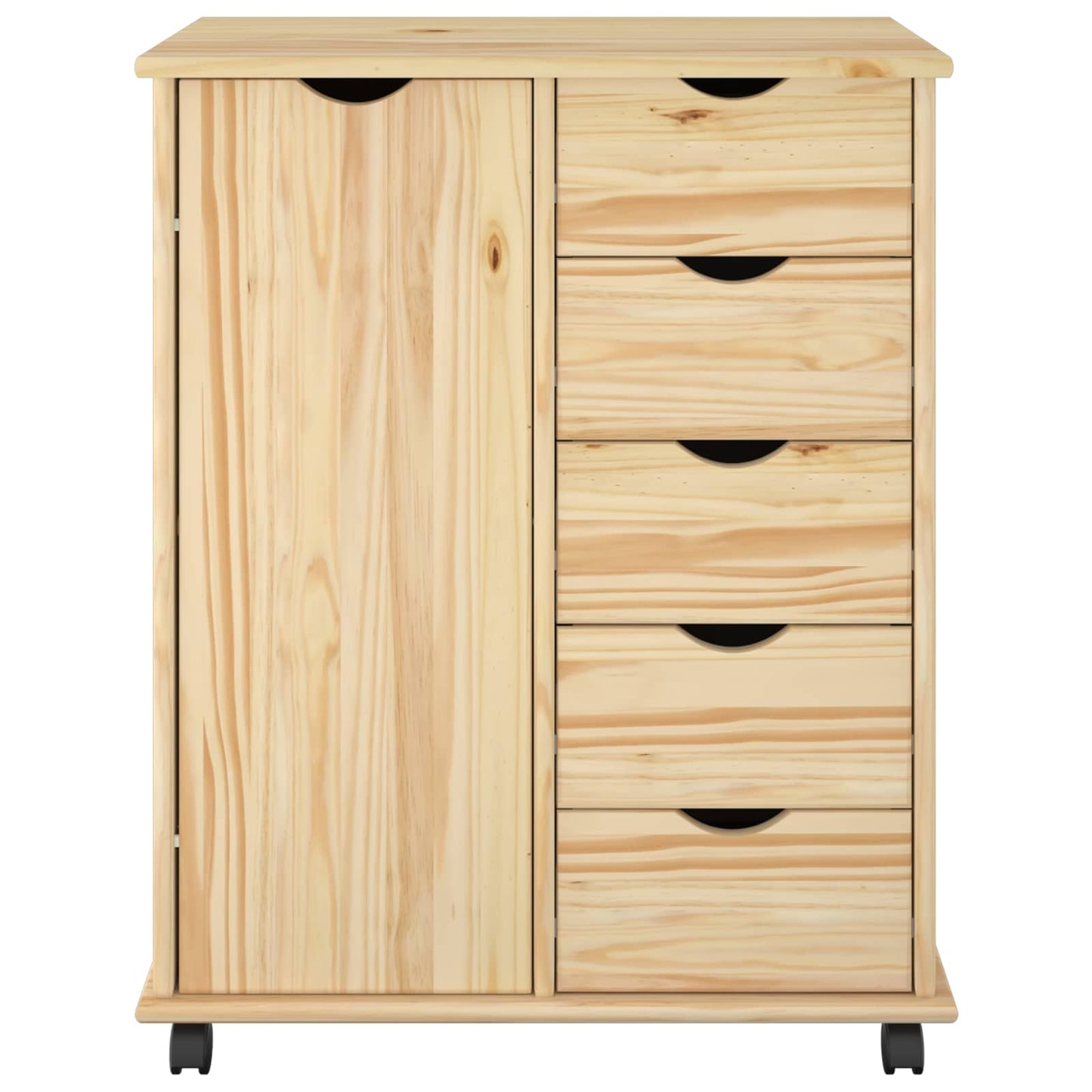 Rolling Kast met wiel Bruin 63,5 x 39 x 79 cm Massief Vurenhout is nu te koop bij PeponiXL, paradijselijk wonen!