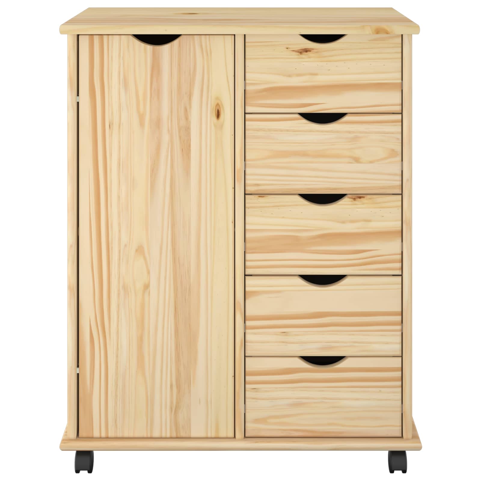 Rolling Kast met wiel Bruin 63,5 x 39 x 79 cm Massief Vurenhout is nu te koop bij PeponiXL, paradijselijk wonen!
