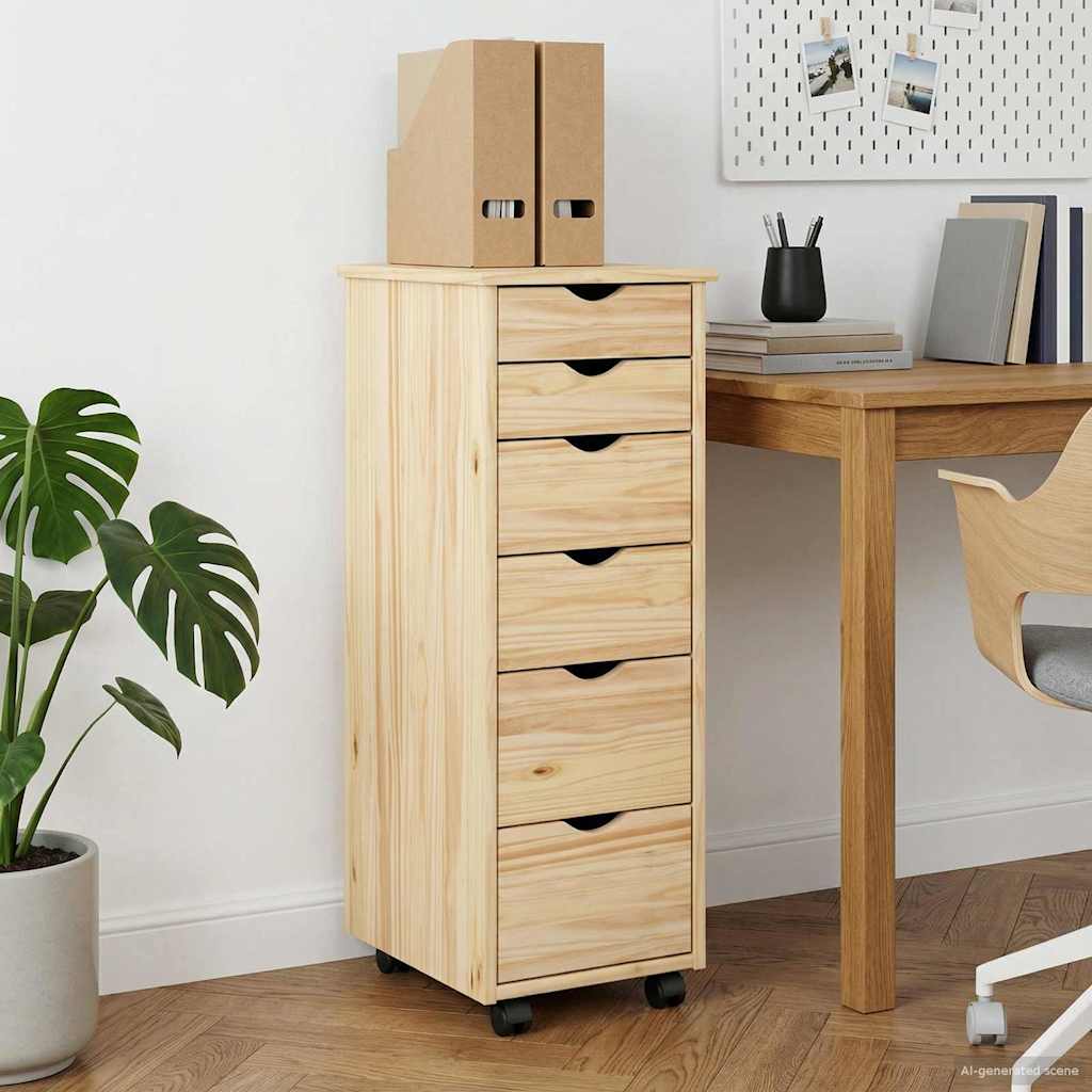 Rolling Kast met wiel Bruin 34 x 39 x 93,5 cm Massief Vurenhout is nu te koop bij PeponiXL, paradijselijk wonen!