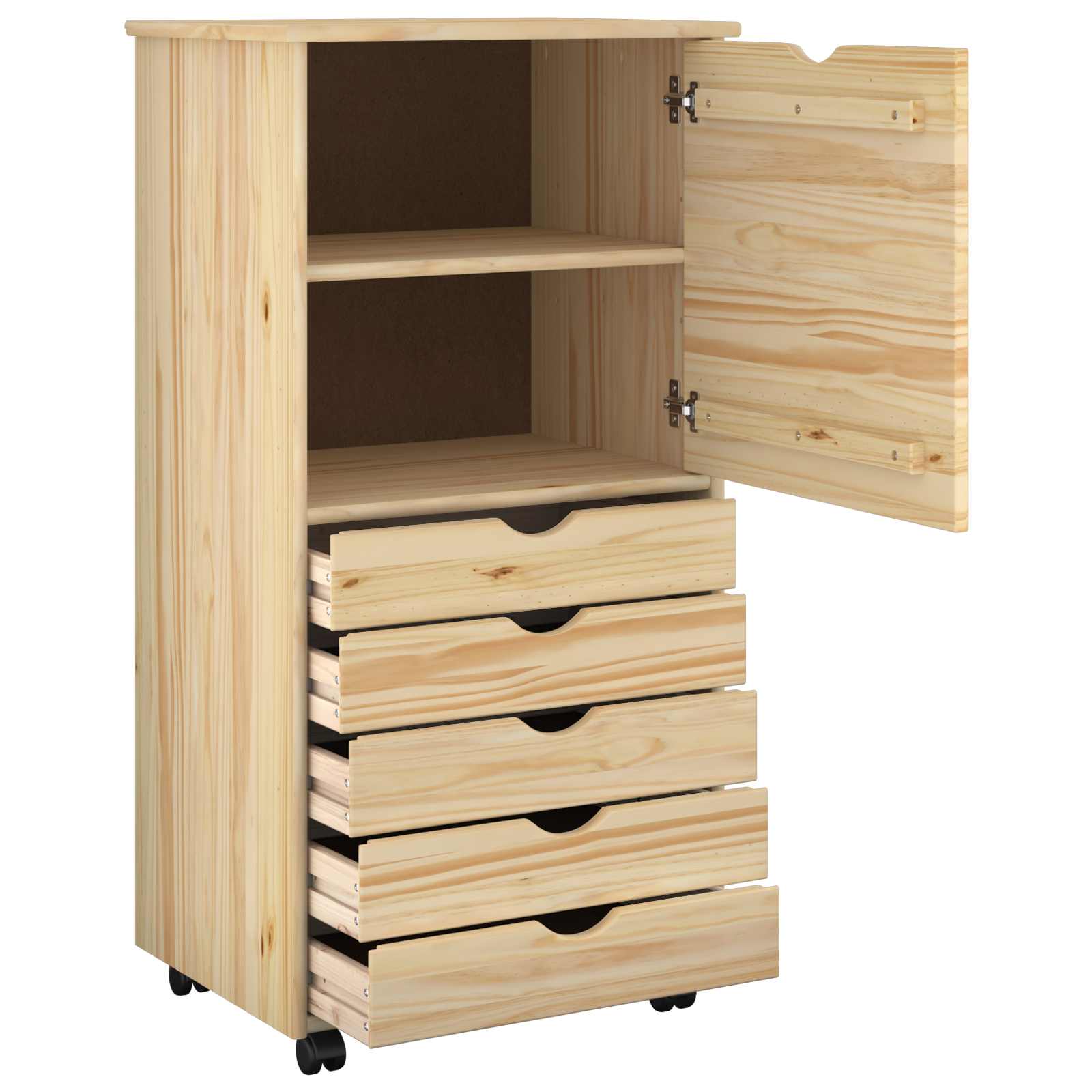 Rolling Kast met wiel Bruin 53 x 39 x 103 cm Massief Vurenhout is nu te koop bij PeponiXL, paradijselijk wonen!