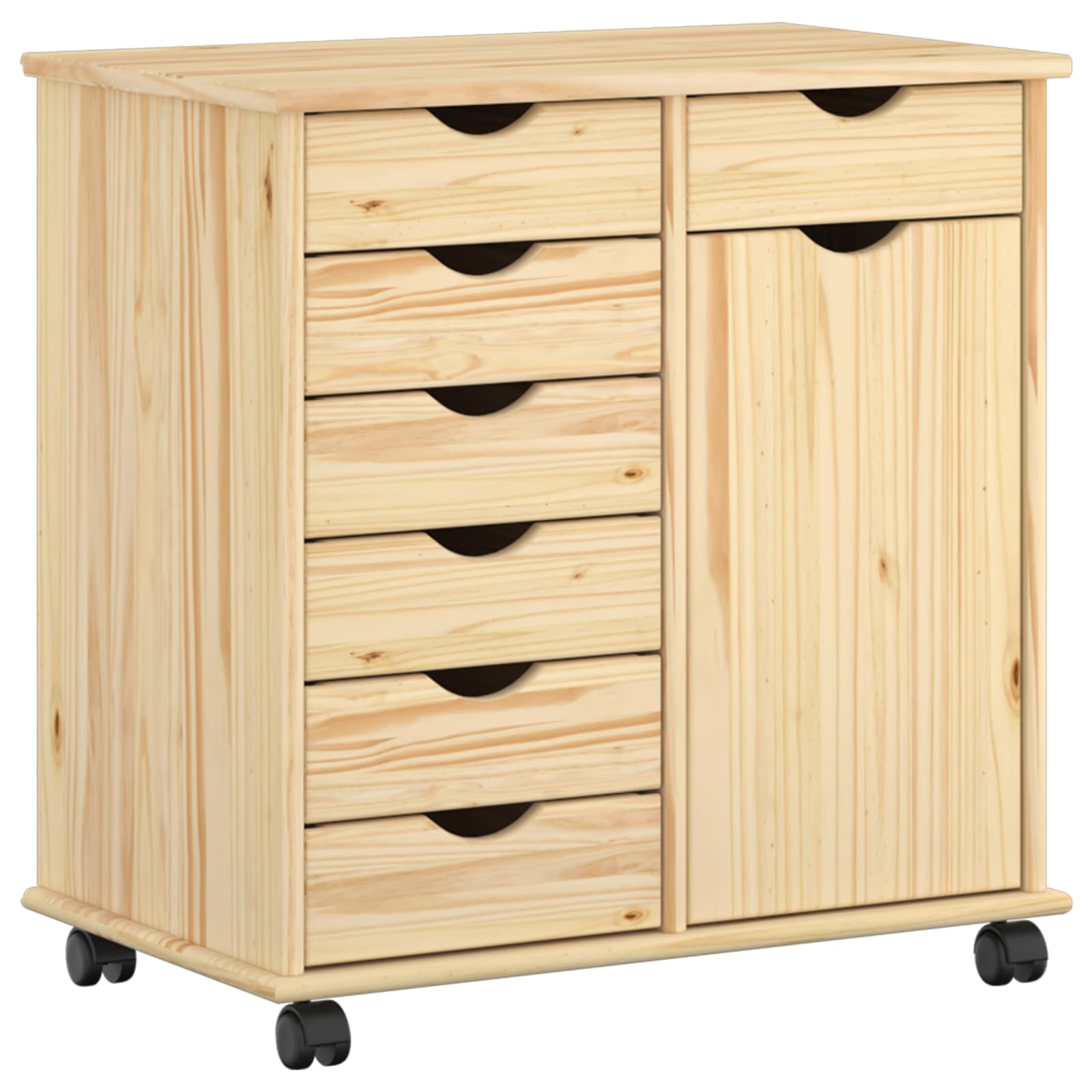 Rolling Kast Bruin 63,5 x 39 x 65,5 cm Massief Vurenhout is nu te koop bij PeponiXL, paradijselijk wonen!