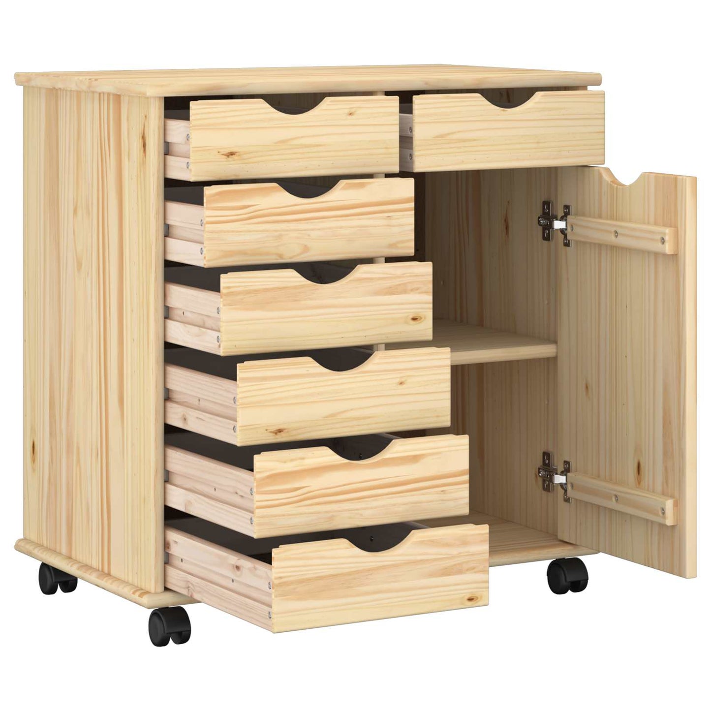 Rolling Kast Bruin 63,5 x 39 x 65,5 cm Massief Vurenhout is nu te koop bij PeponiXL, paradijselijk wonen!