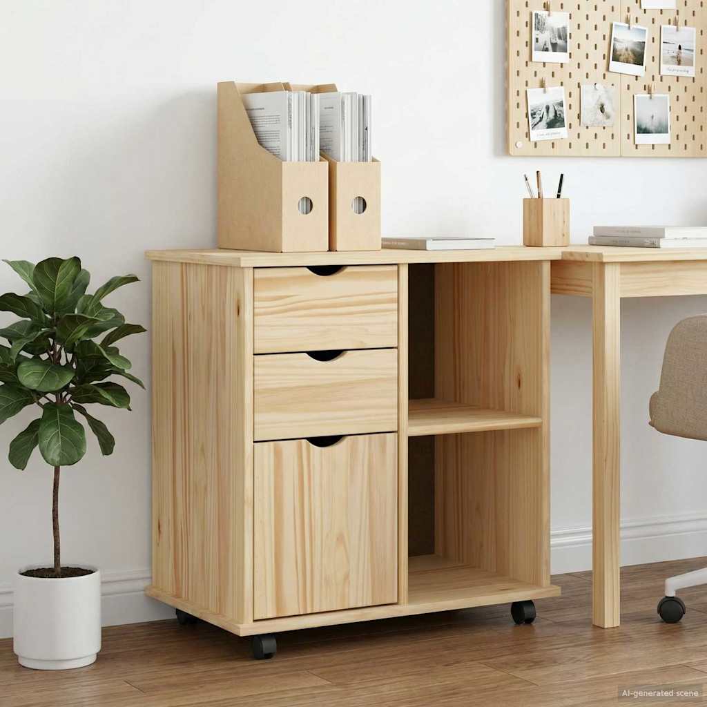 Rolling Kast Bruin 63,5 x 39 x 65,5 cm Massief Vurenhout is nu te koop bij PeponiXL, paradijselijk wonen!