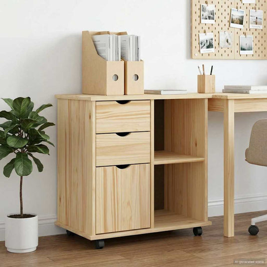 Rolling Kast Bruin 63,5 x 39 x 65,5 cm Massief Vurenhout is nu te koop bij PeponiXL, paradijselijk wonen!