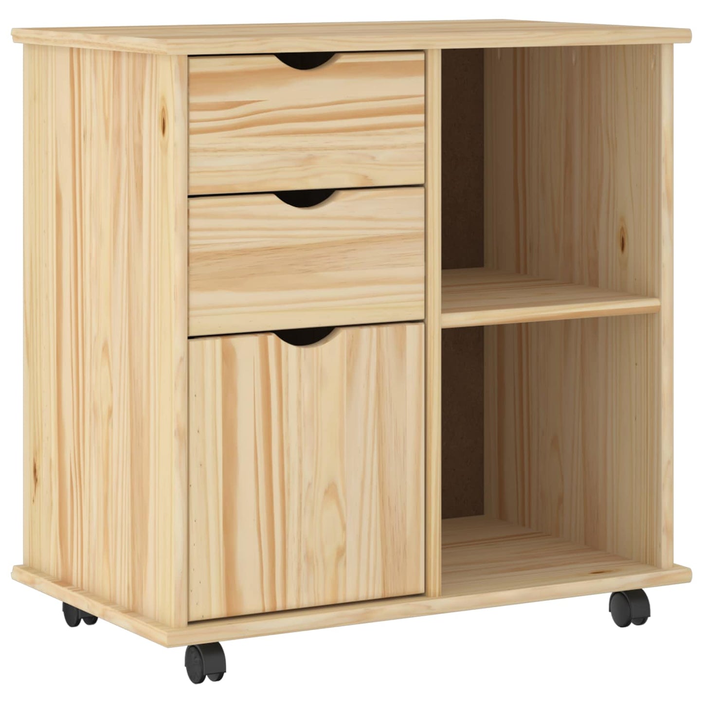 Rolling Kast Bruin 63,5 x 39 x 65,5 cm Massief Vurenhout is nu te koop bij PeponiXL, paradijselijk wonen!