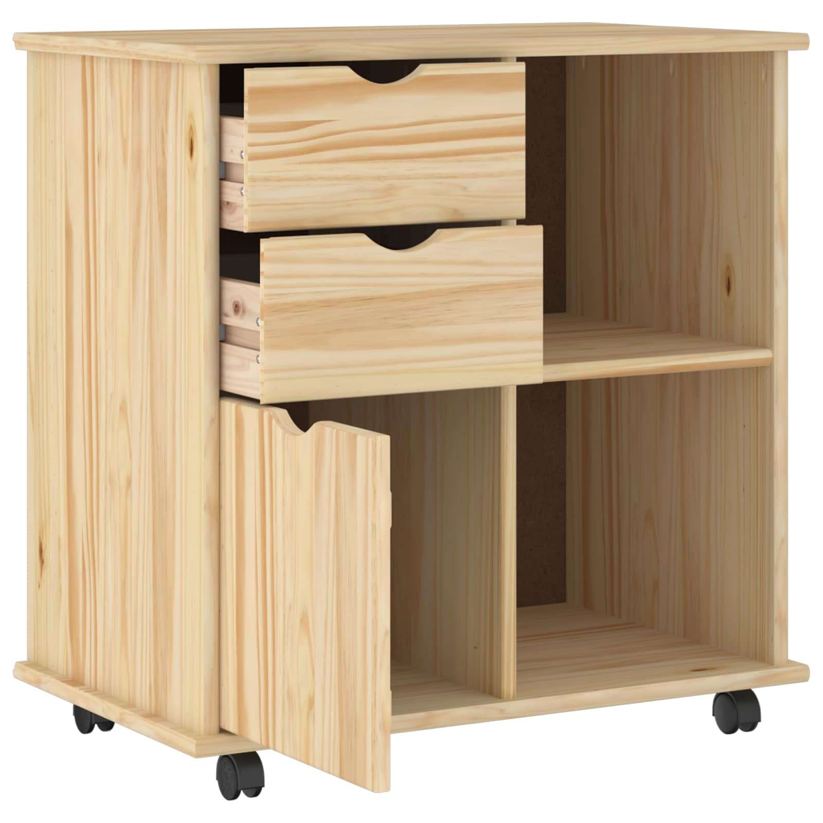 Rolling Kast Bruin 63,5 x 39 x 65,5 cm Massief Vurenhout is nu te koop bij PeponiXL, paradijselijk wonen!