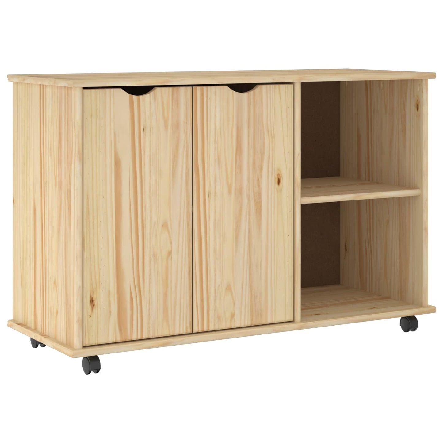 Rolling Kast Bruin 100 x 39 x 65,5 cm Massief Vurenhout is nu te koop bij PeponiXL, paradijselijk wonen!