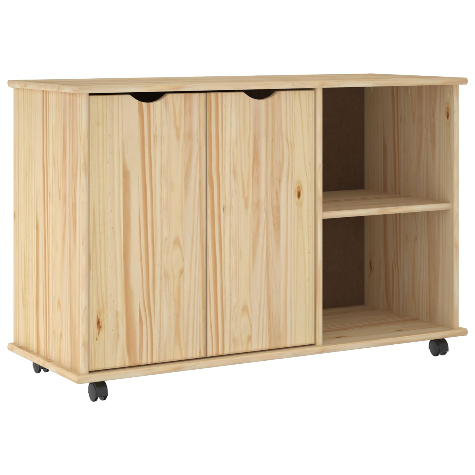 Rolling Kast Bruin 100 x 39 x 65,5 cm Massief Vurenhout is nu te koop bij PeponiXL, paradijselijk wonen!