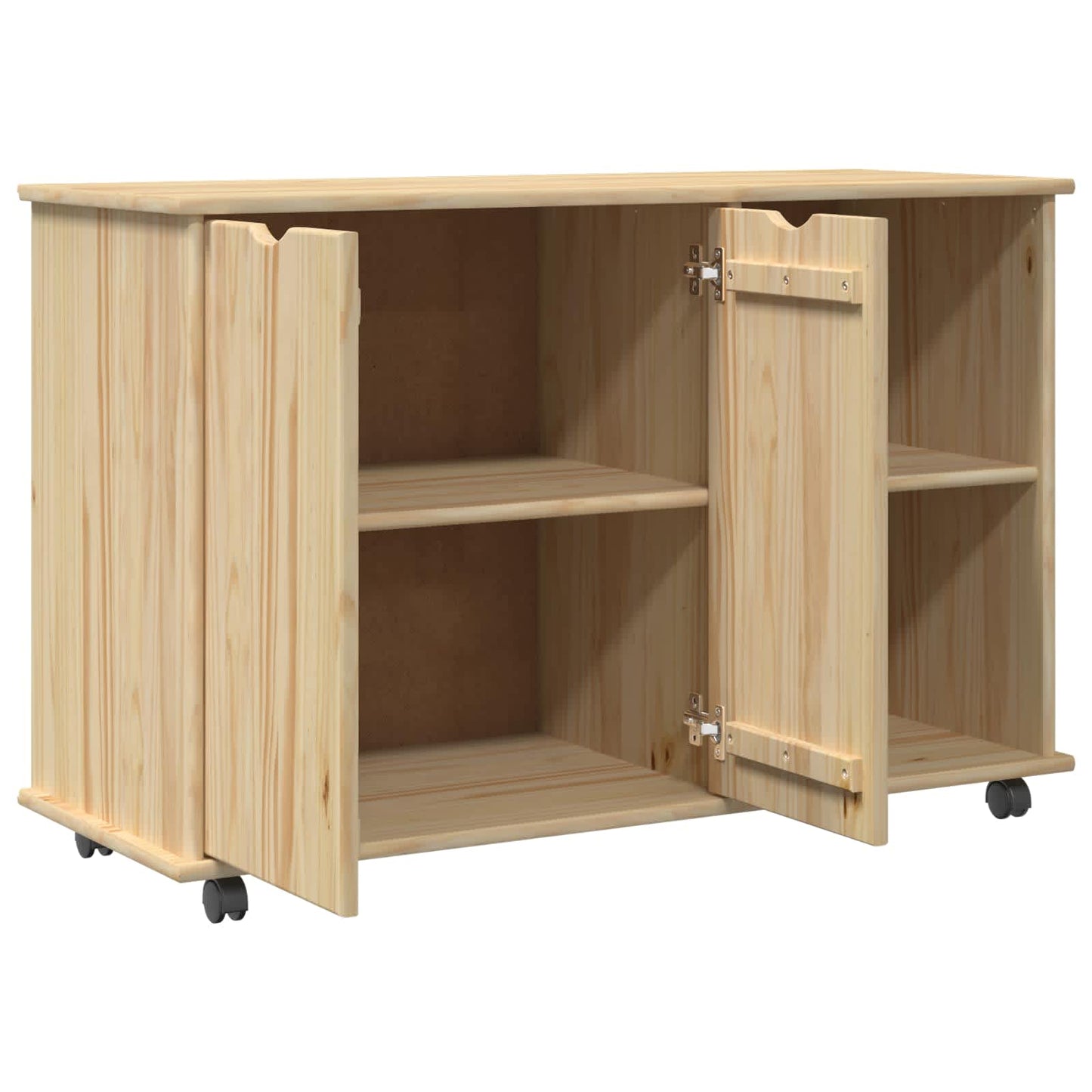 Rolling Kast Bruin 100 x 39 x 65,5 cm Massief Vurenhout is nu te koop bij PeponiXL, paradijselijk wonen!