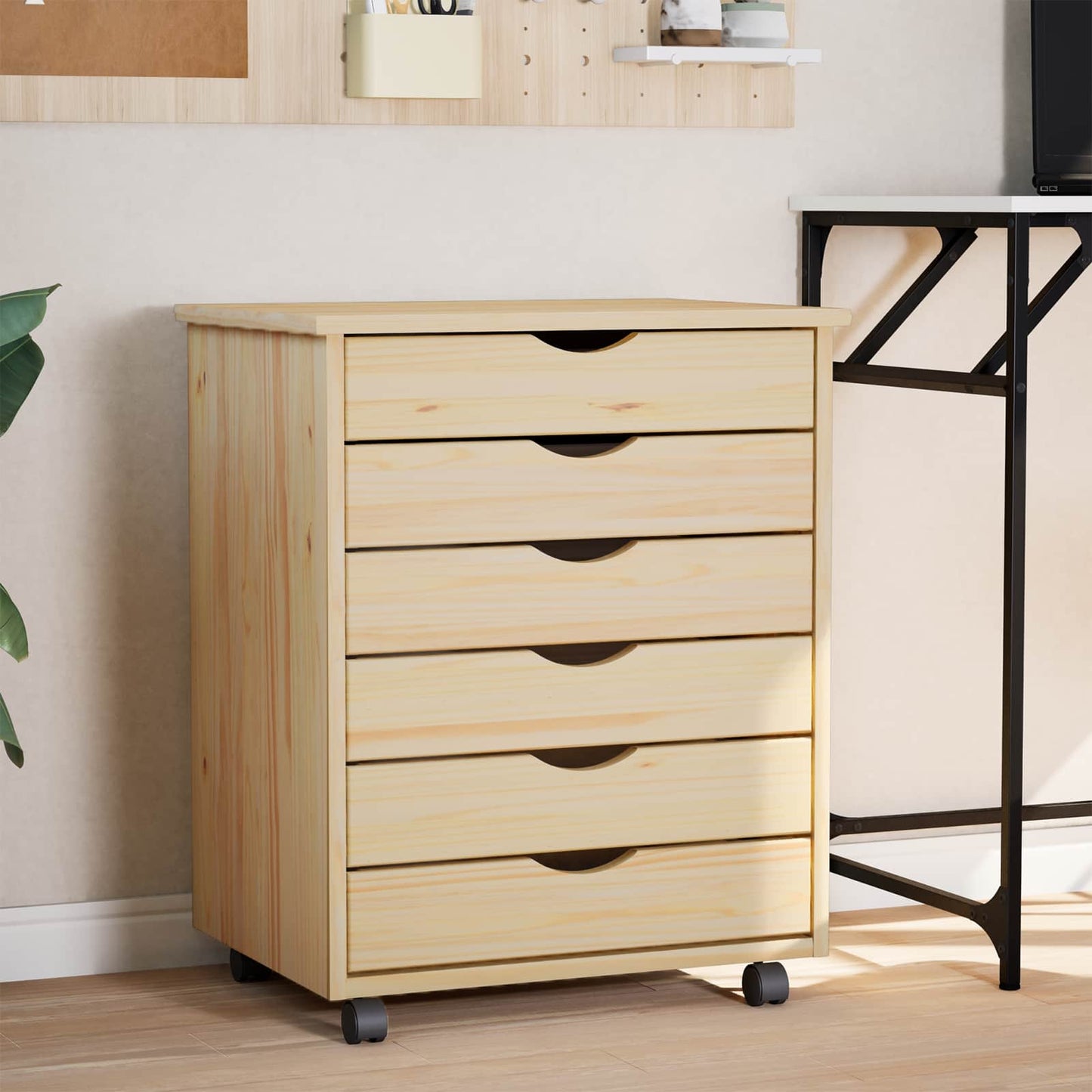 Rolling Cabinet met Laden MOSS Heldere Vernis 53 x 39 x 65,5 cm is nu te koop bij PeponiXL, paradijselijk wonen!