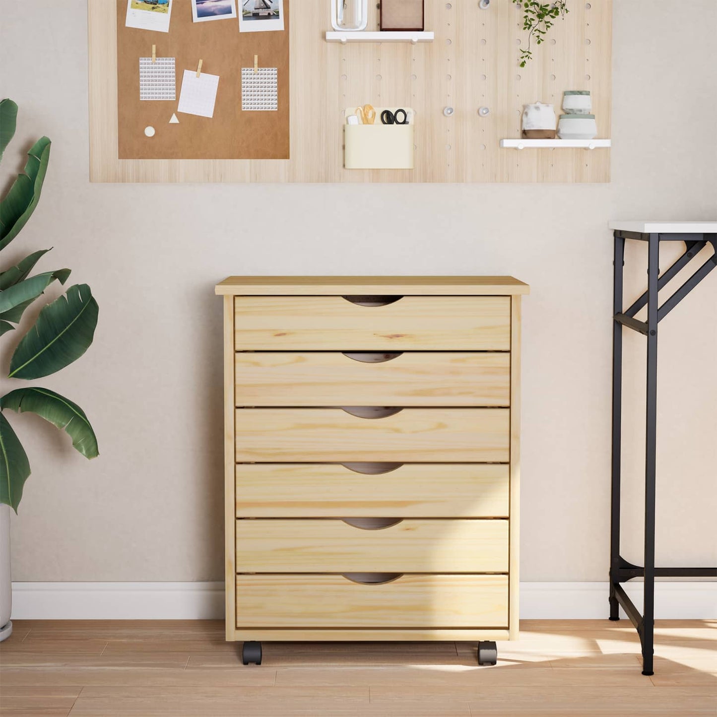 Rolling Cabinet met Laden MOSS Heldere Vernis 53 x 39 x 65,5 cm is nu te koop bij PeponiXL, paradijselijk wonen!