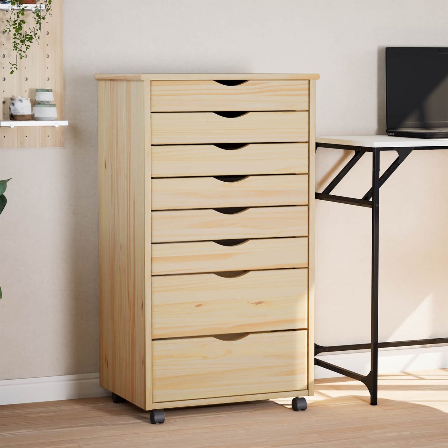 Rolling Cabinet met Laden MOSS Heldere Vernis 53 x 39 x 103 cm is nu te koop bij PeponiXL, paradijselijk wonen!