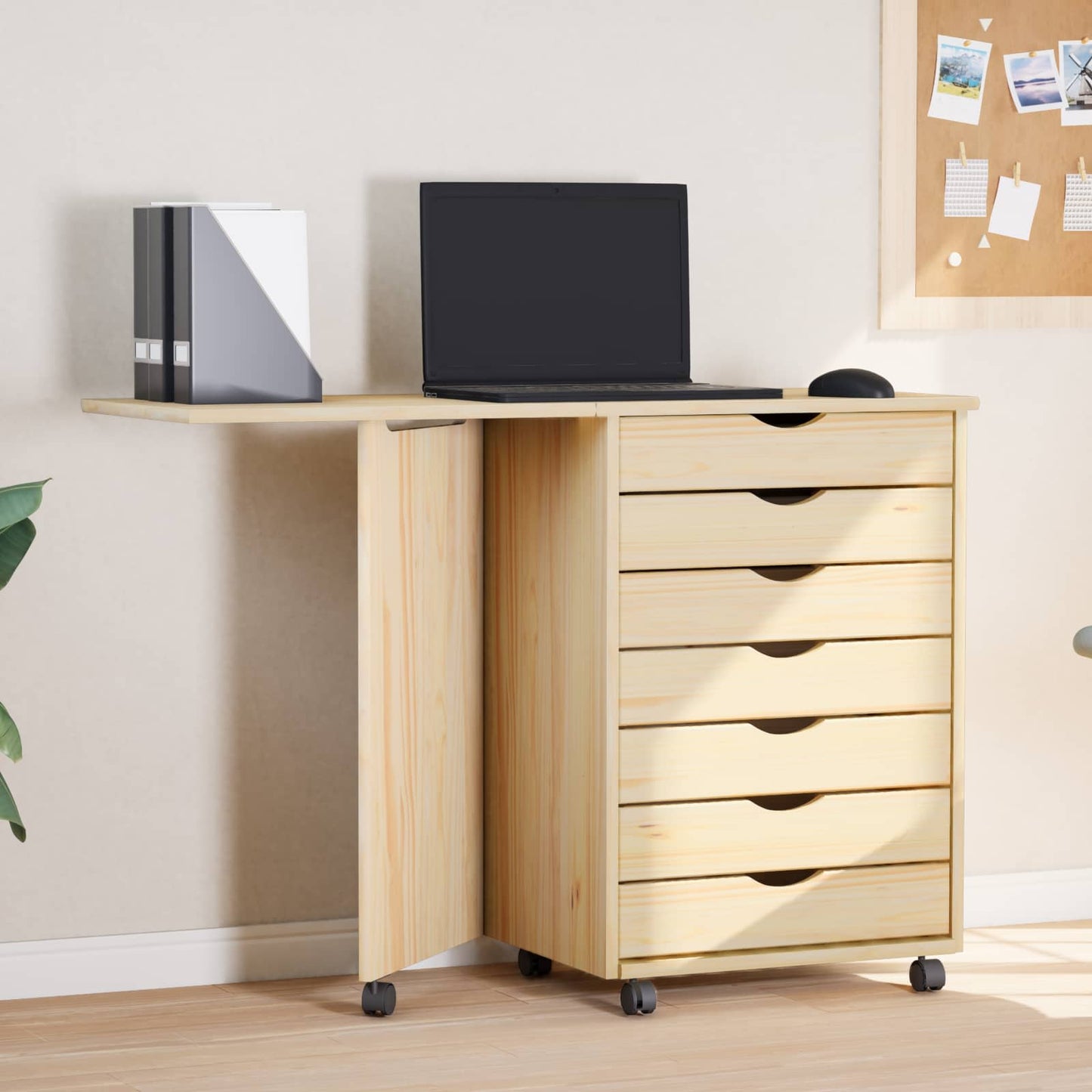 Rolkast met Bureau MOSS Heldere Vernis 105,5 x 39 x 74,5 cm is nu te koop bij PeponiXL, paradijselijk wonen!
