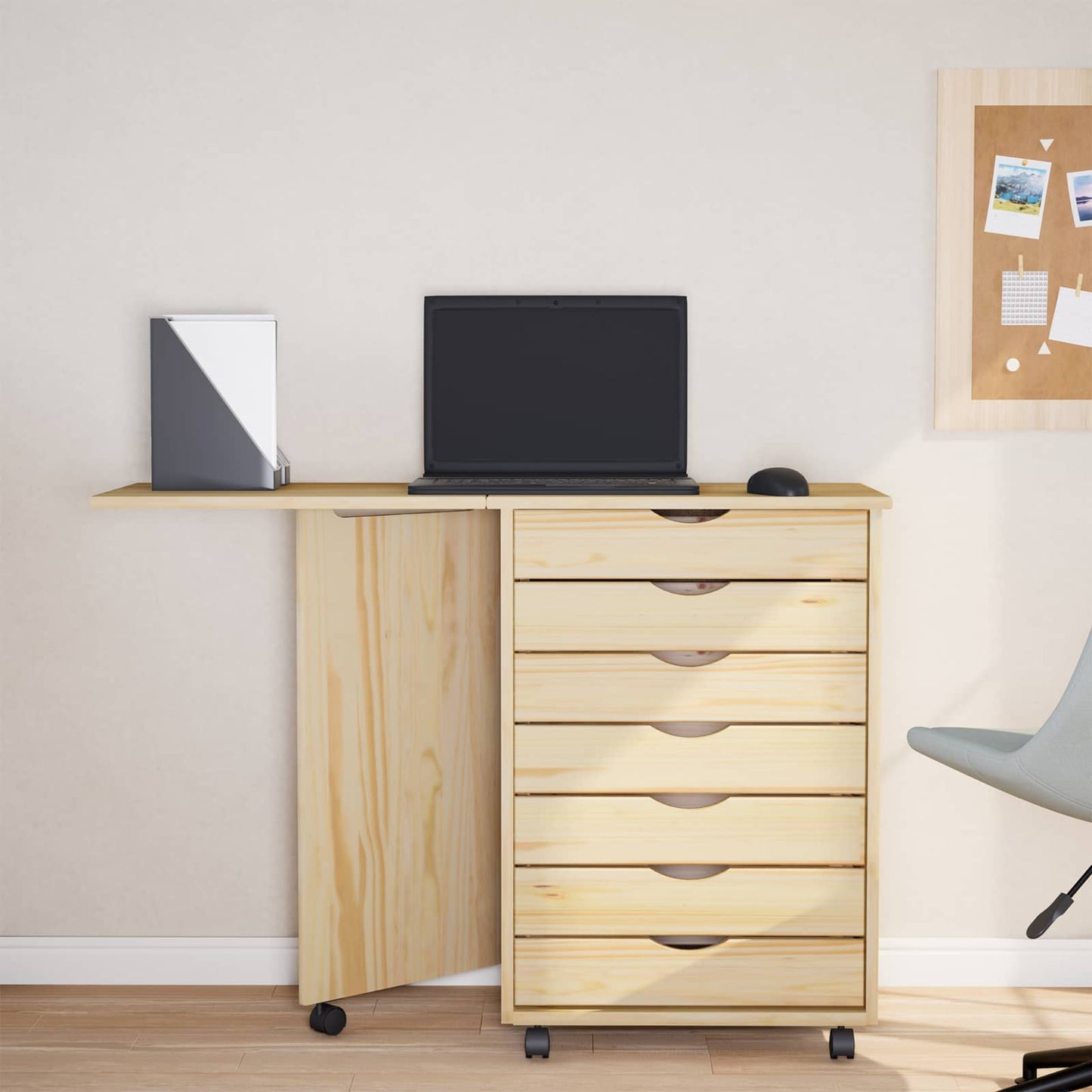 Rolkast met Bureau MOSS Heldere Vernis 105,5 x 39 x 74,5 cm is nu te koop bij PeponiXL, paradijselijk wonen!