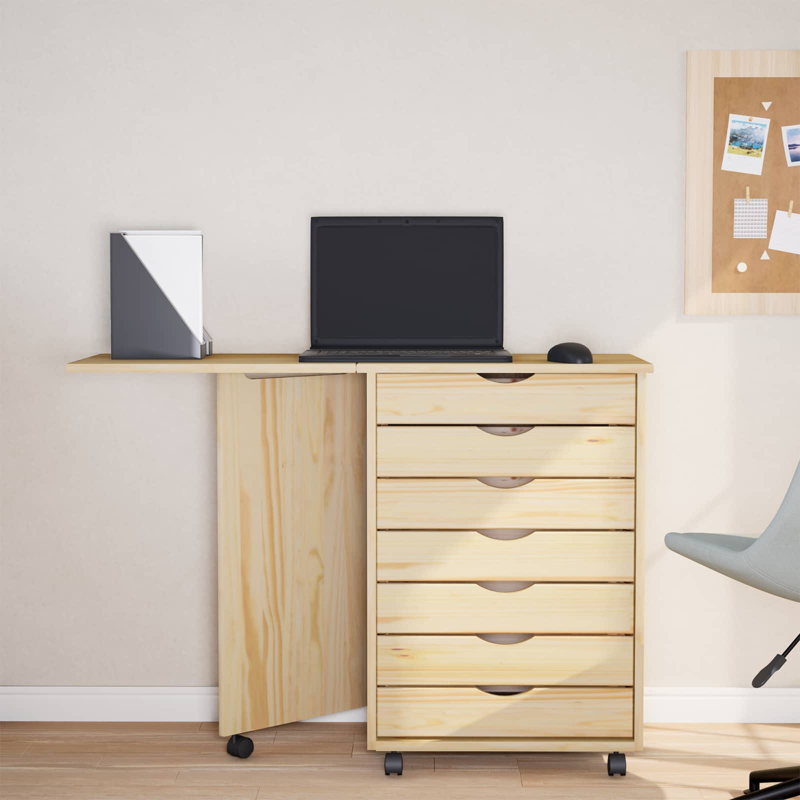 Rolkast met Bureau MOSS Heldere Vernis 105,5 x 39 x 74,5 cm is nu te koop bij PeponiXL, paradijselijk wonen!