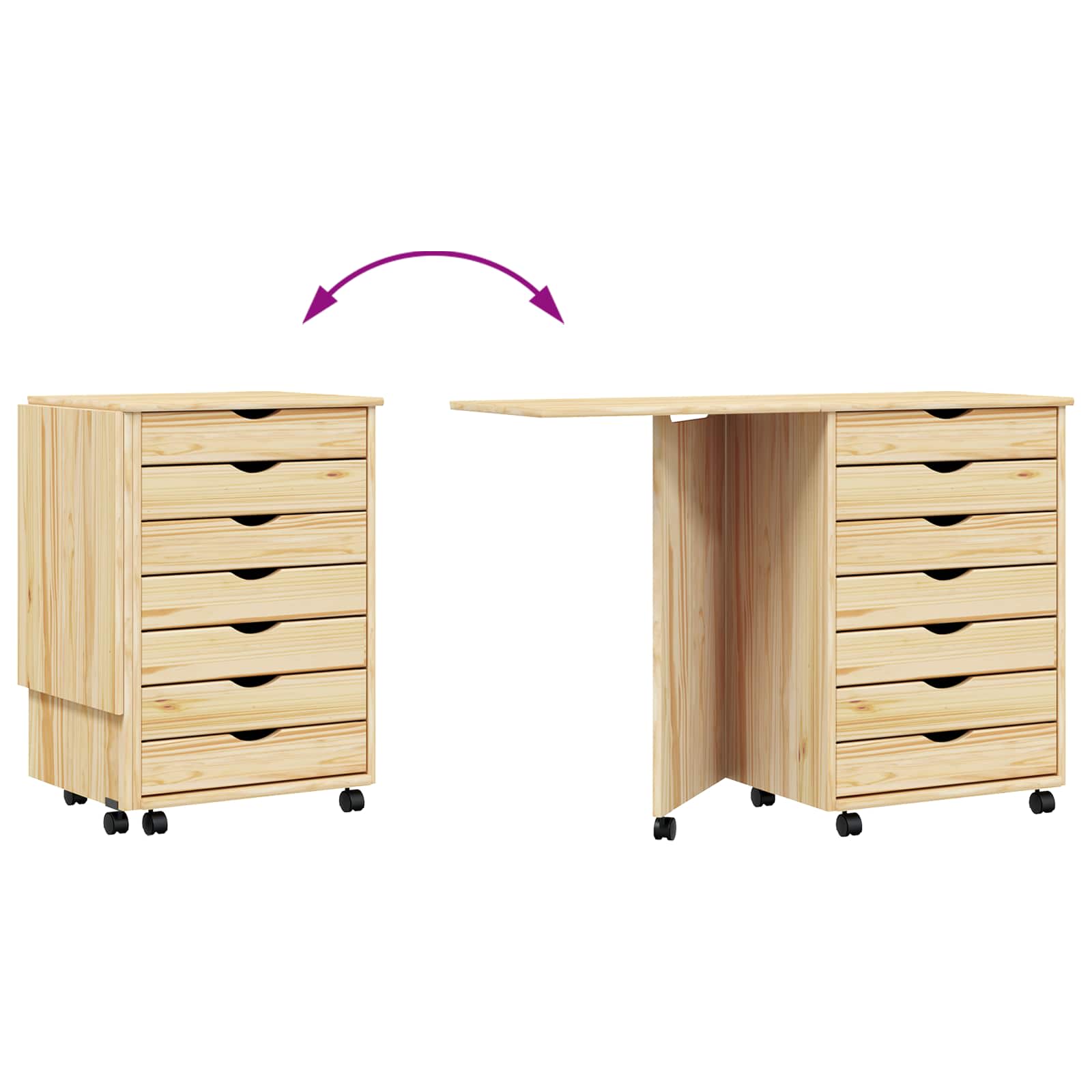 Rolkast met Bureau MOSS Heldere Vernis 105,5 x 39 x 74,5 cm is nu te koop bij PeponiXL, paradijselijk wonen!