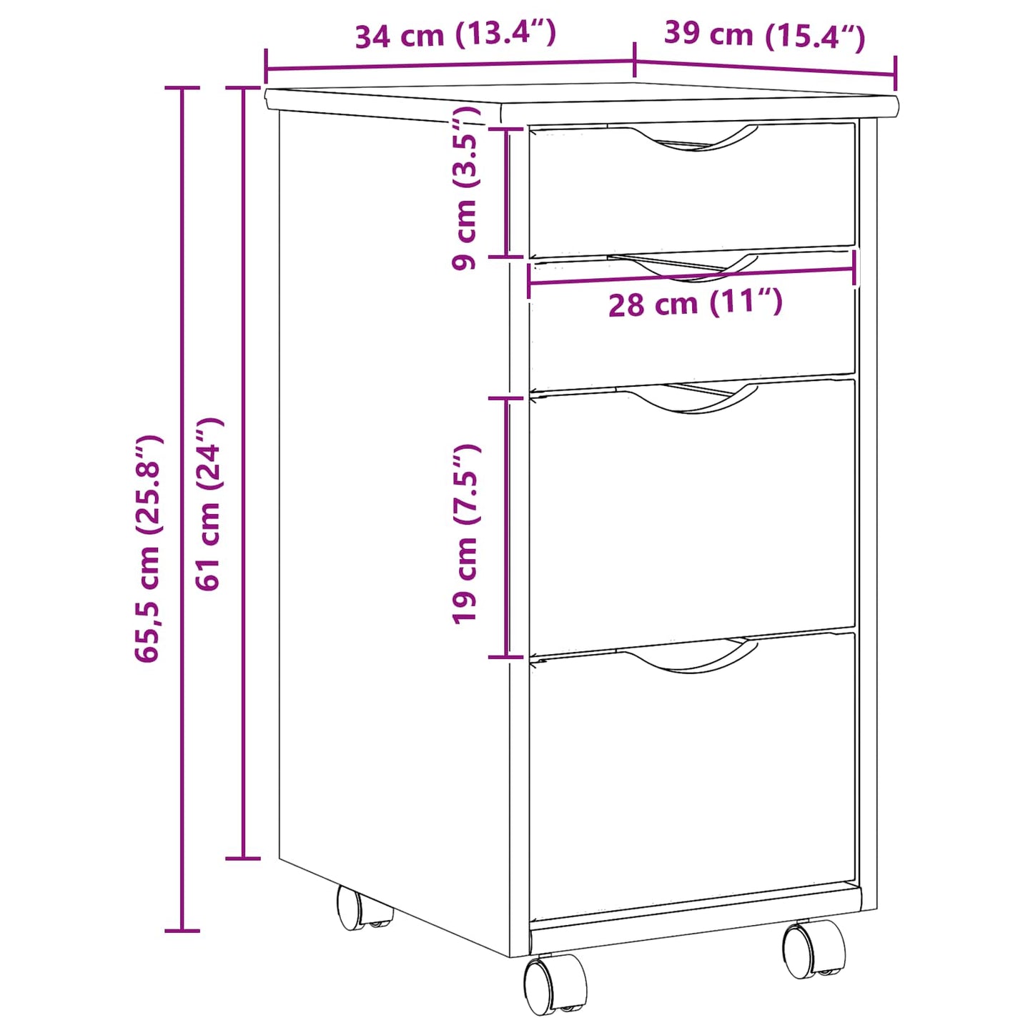 Rolkast met Bureau MOSS Heldere Vernis 34 x 39 x 65,5 cm is nu te koop bij PeponiXL, paradijselijk wonen!