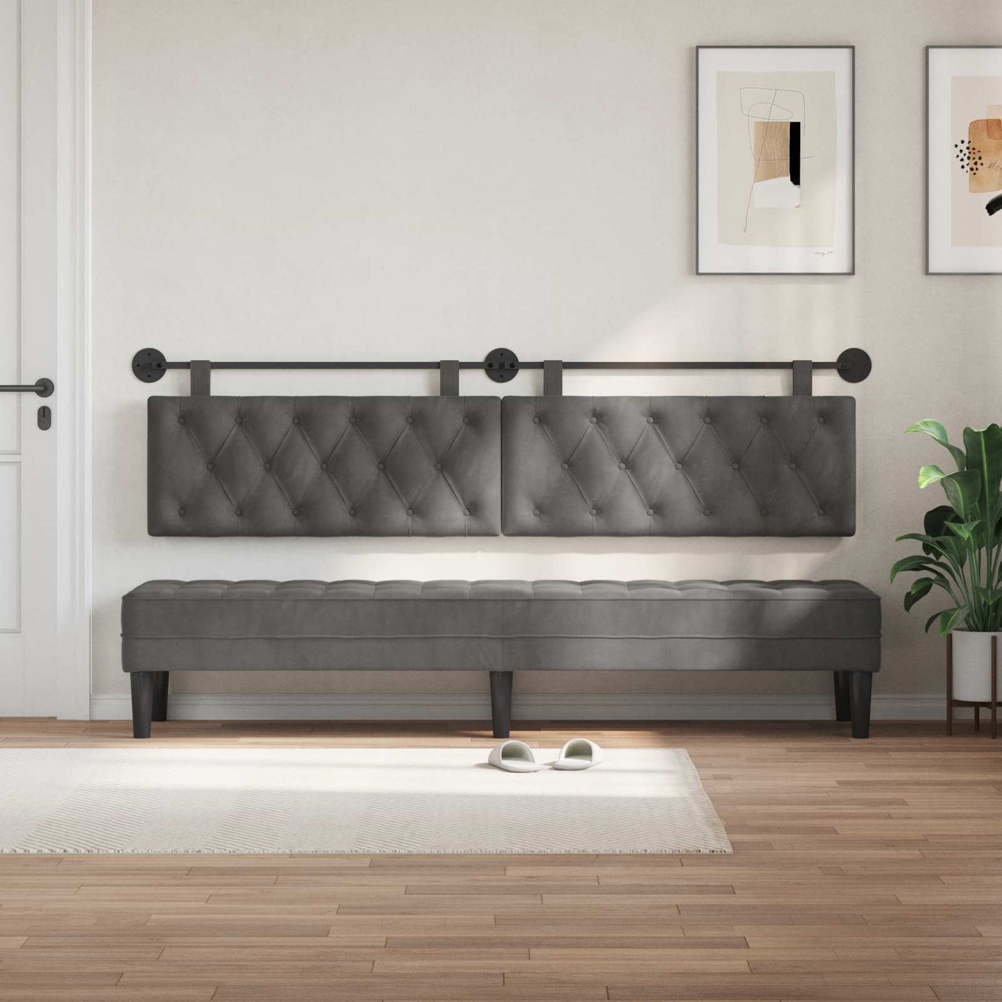 Hangend hoofdbord Donkergrijs Fluweel is nu te koop bij PeponiXL, paradijselijk wonen!