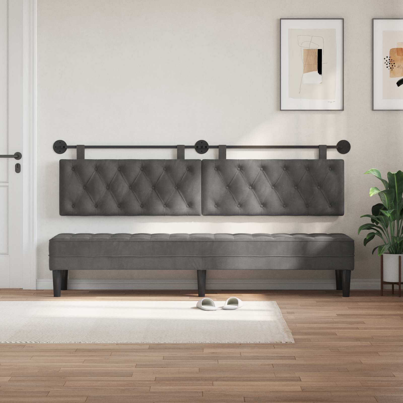 Hangend hoofdbord Donkergrijs Fluweel is nu te koop bij PeponiXL, paradijselijk wonen!