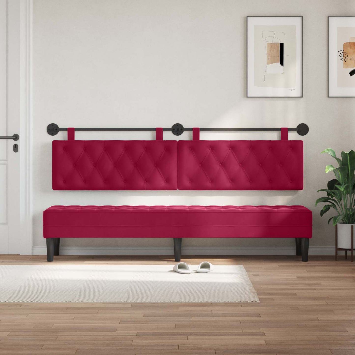 Hangend hoofdbord Wijnrood Fluweel is nu te koop bij PeponiXL, paradijselijk wonen!