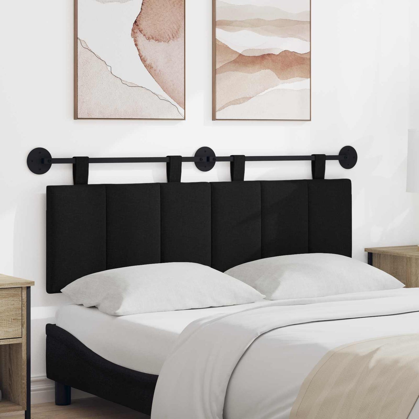 Hangend hoofdbord Zwart Stof is nu te koop bij PeponiXL, paradijselijk wonen!