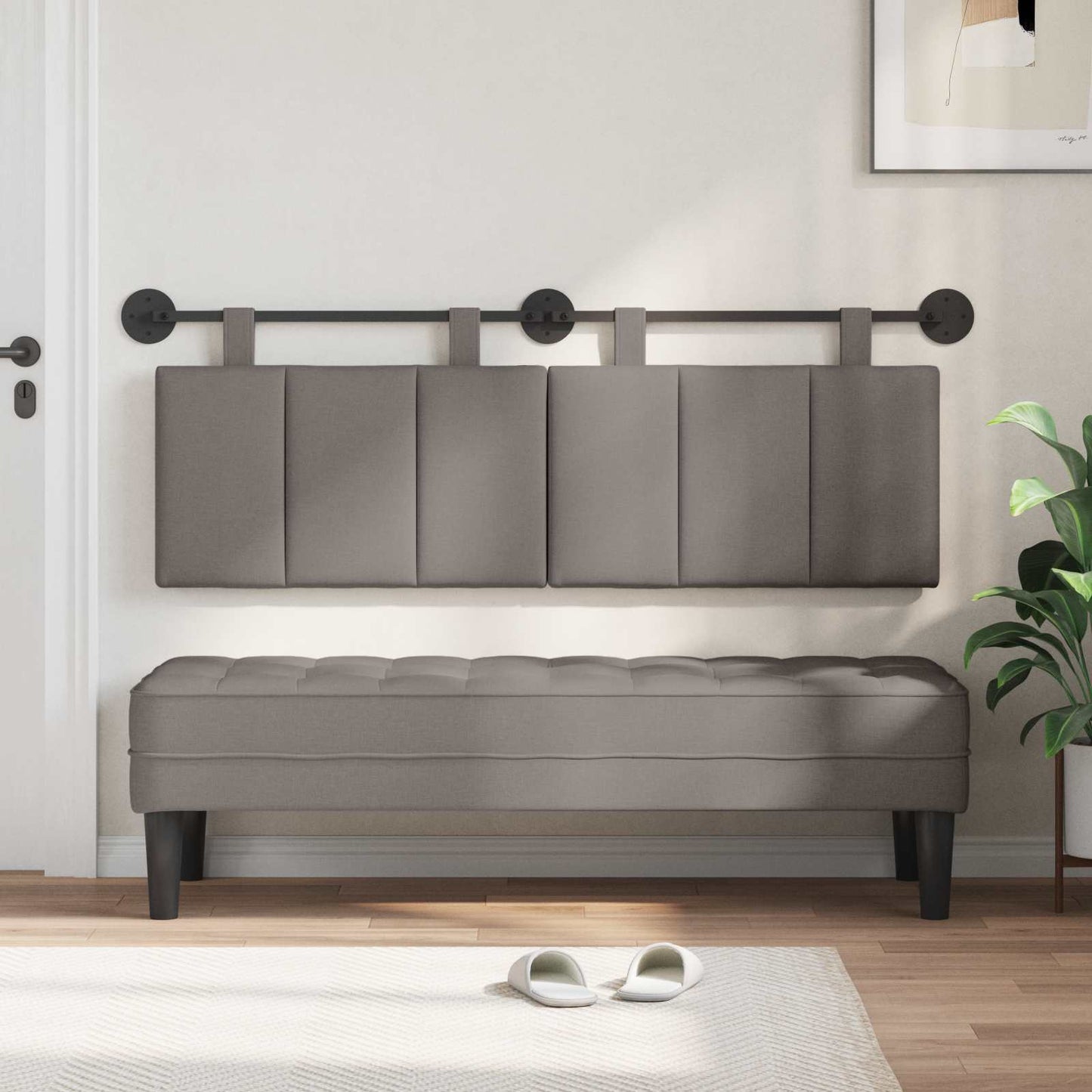 Hangend hoofdbord Taupe Stof is nu te koop bij PeponiXL, paradijselijk wonen!