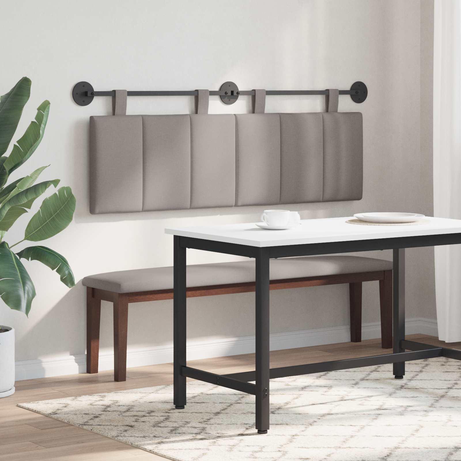 Hangend hoofdbord Taupe Stof is nu te koop bij PeponiXL, paradijselijk wonen!