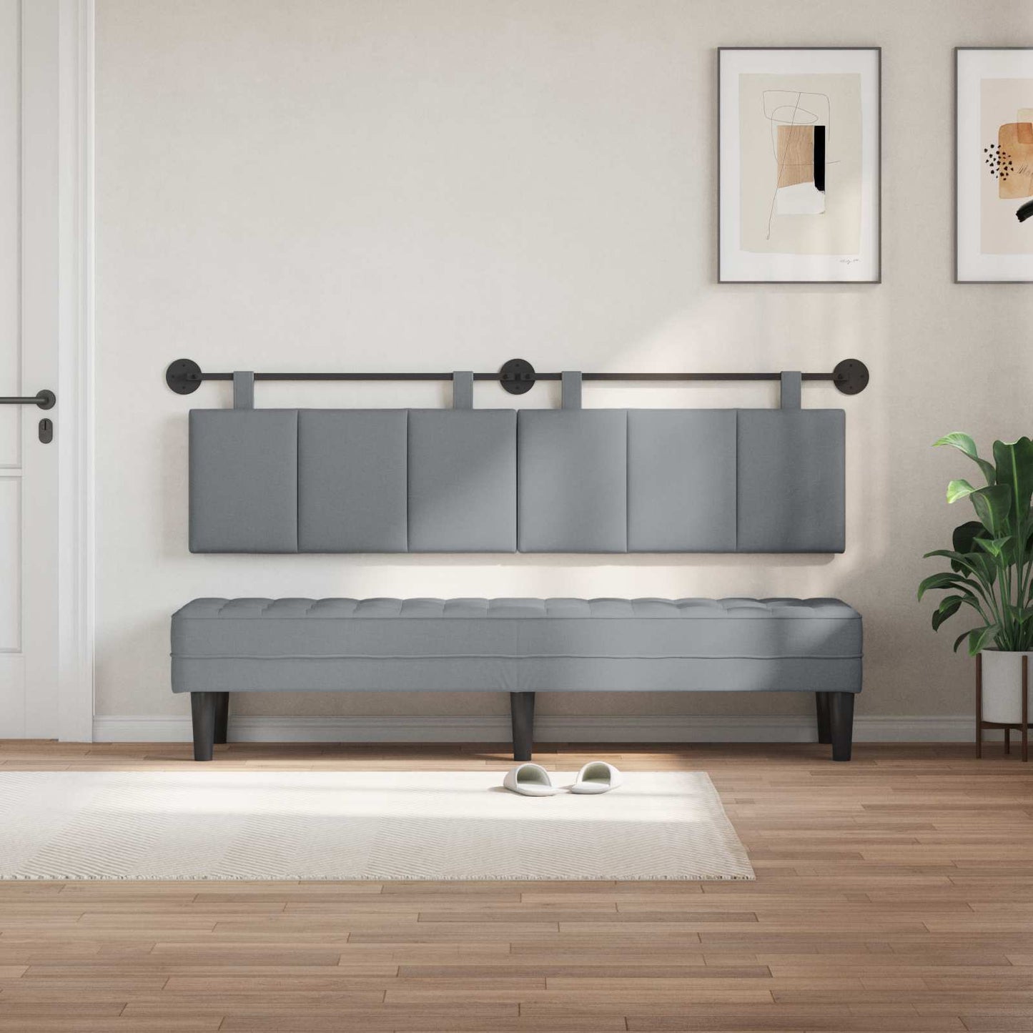 Hangend hoofdbord Lichtgrijs Stof is nu te koop bij PeponiXL, paradijselijk wonen!