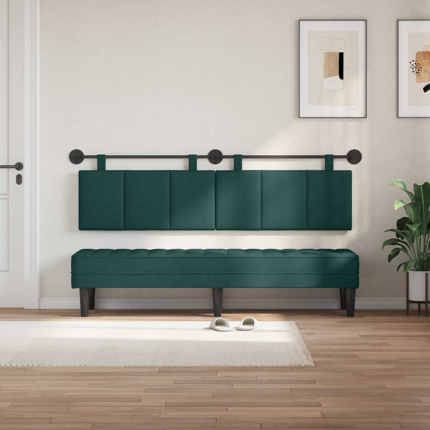 Hangend hoofdbord Donkergroen Stof is nu te koop bij PeponiXL, paradijselijk wonen!