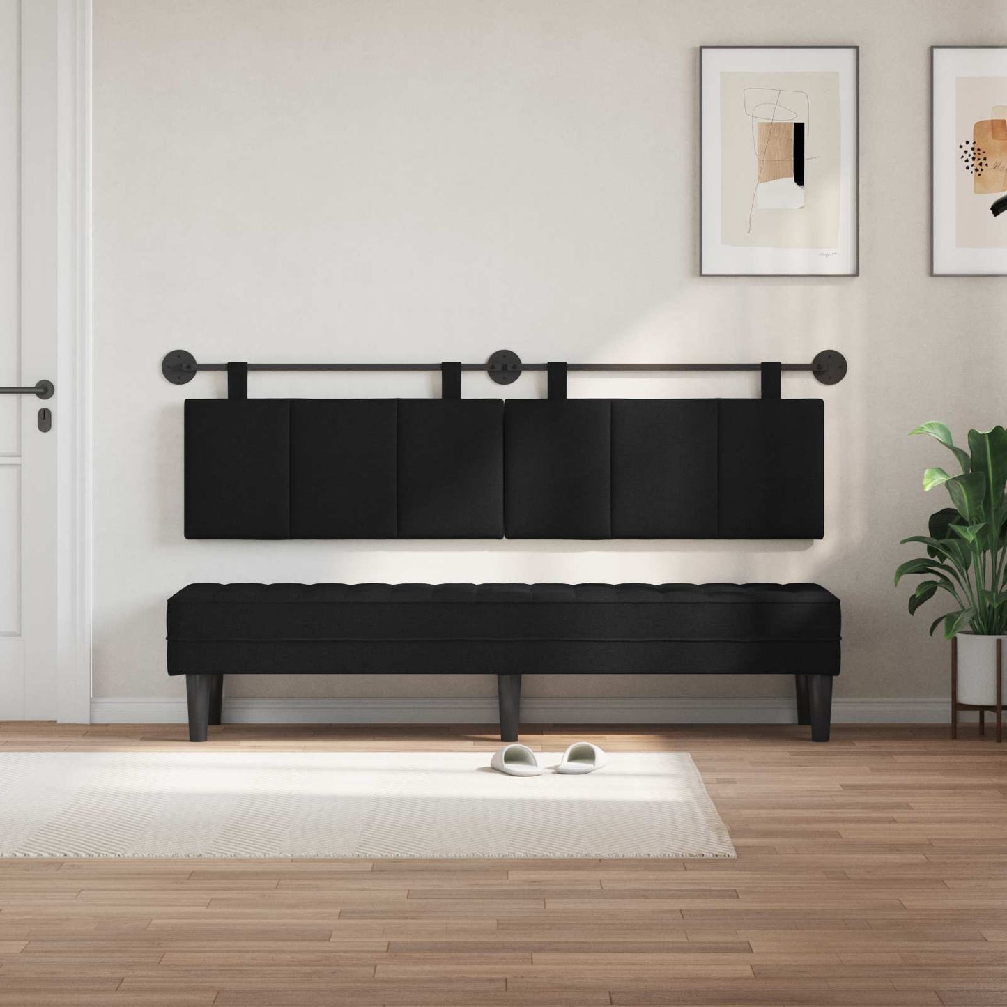 Hangend hoofdbord Zwart Stof is nu te koop bij PeponiXL, paradijselijk wonen!
