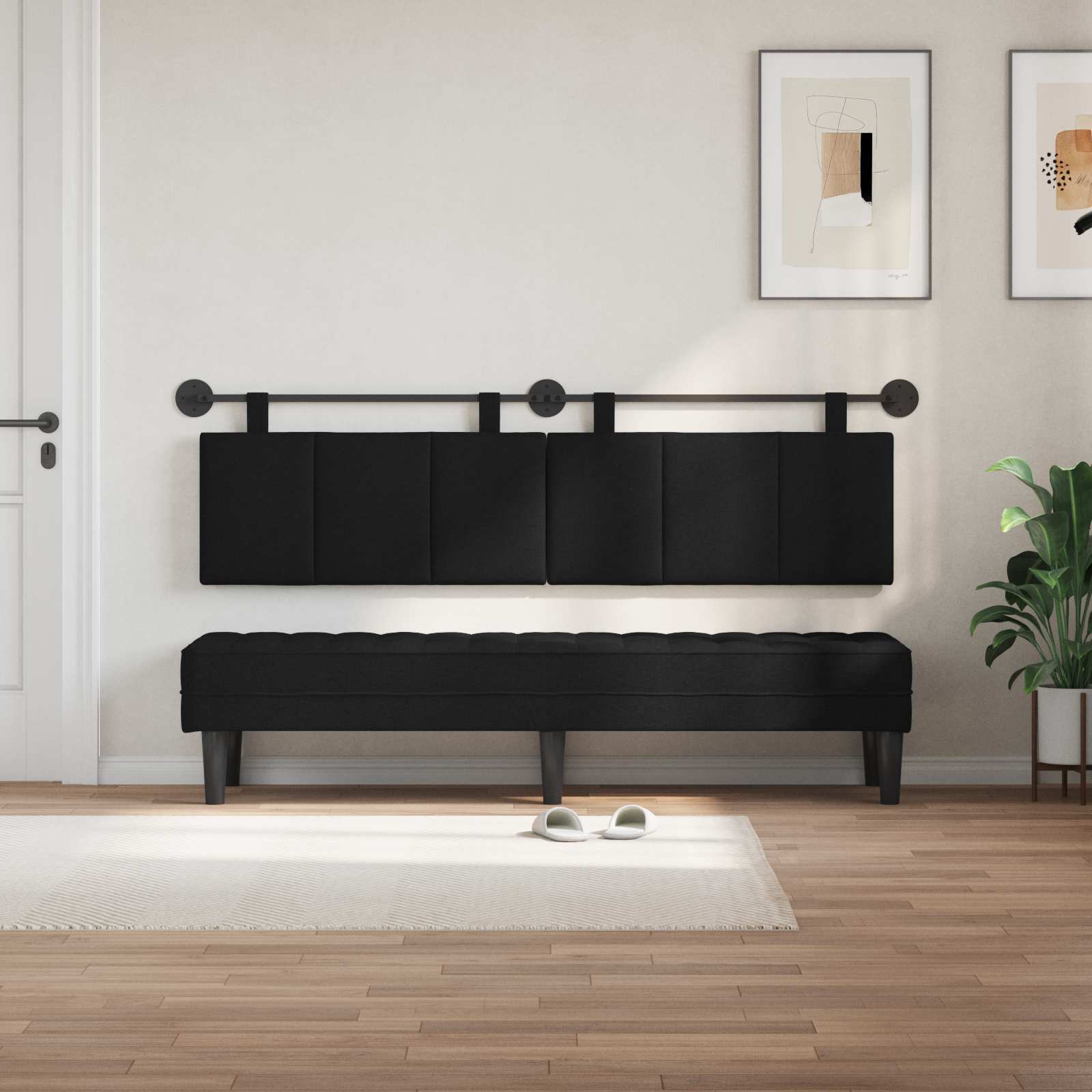 Hangend hoofdbord Zwart Stof is nu te koop bij PeponiXL, paradijselijk wonen!
