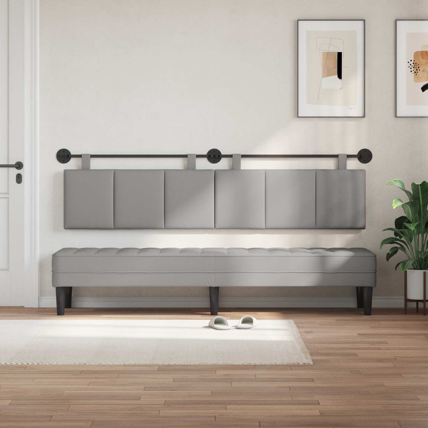 Hangend hoofdbord Wolkengrijs Stof is nu te koop bij PeponiXL, paradijselijk wonen!