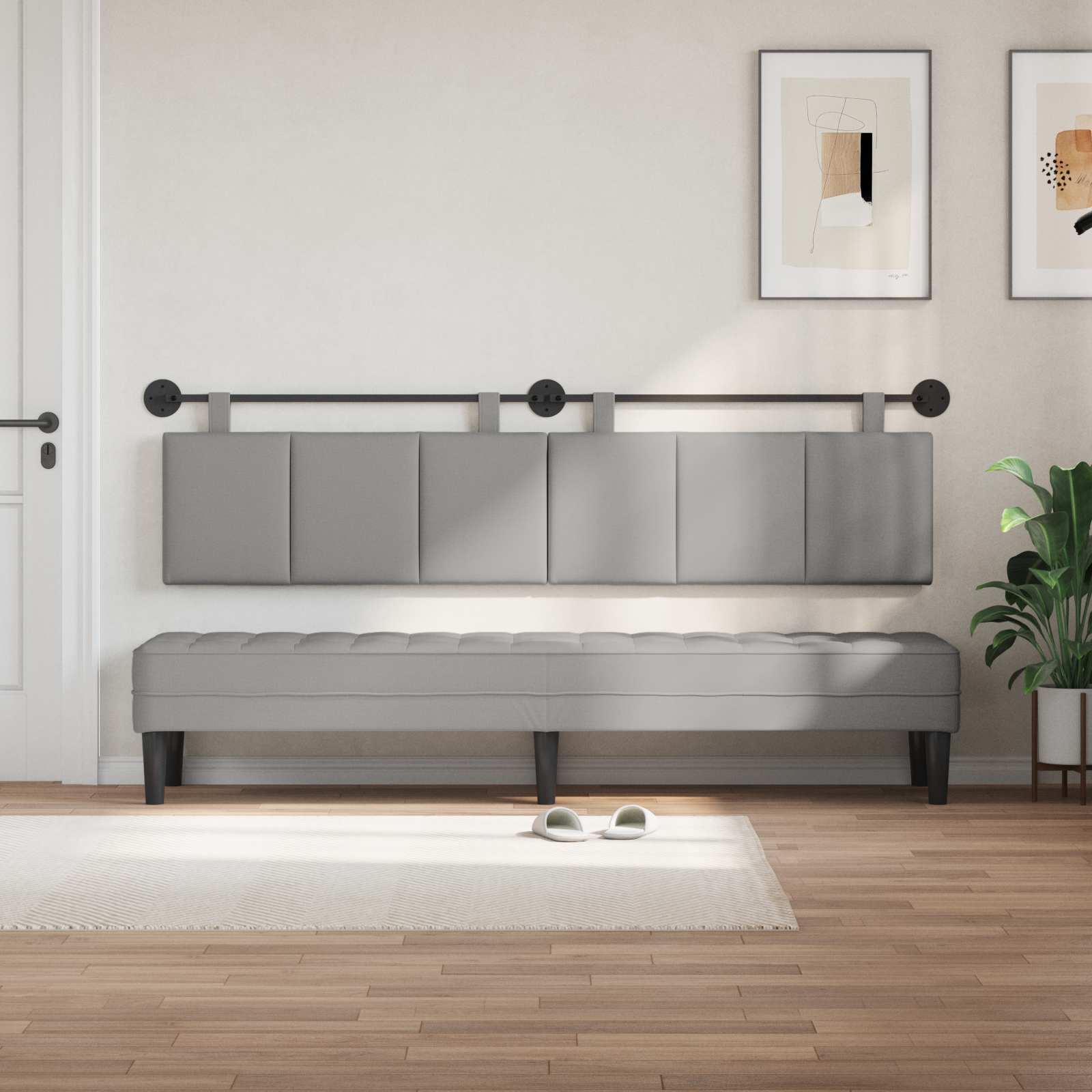 Hangend hoofdbord Wolkengrijs Stof is nu te koop bij PeponiXL, paradijselijk wonen!