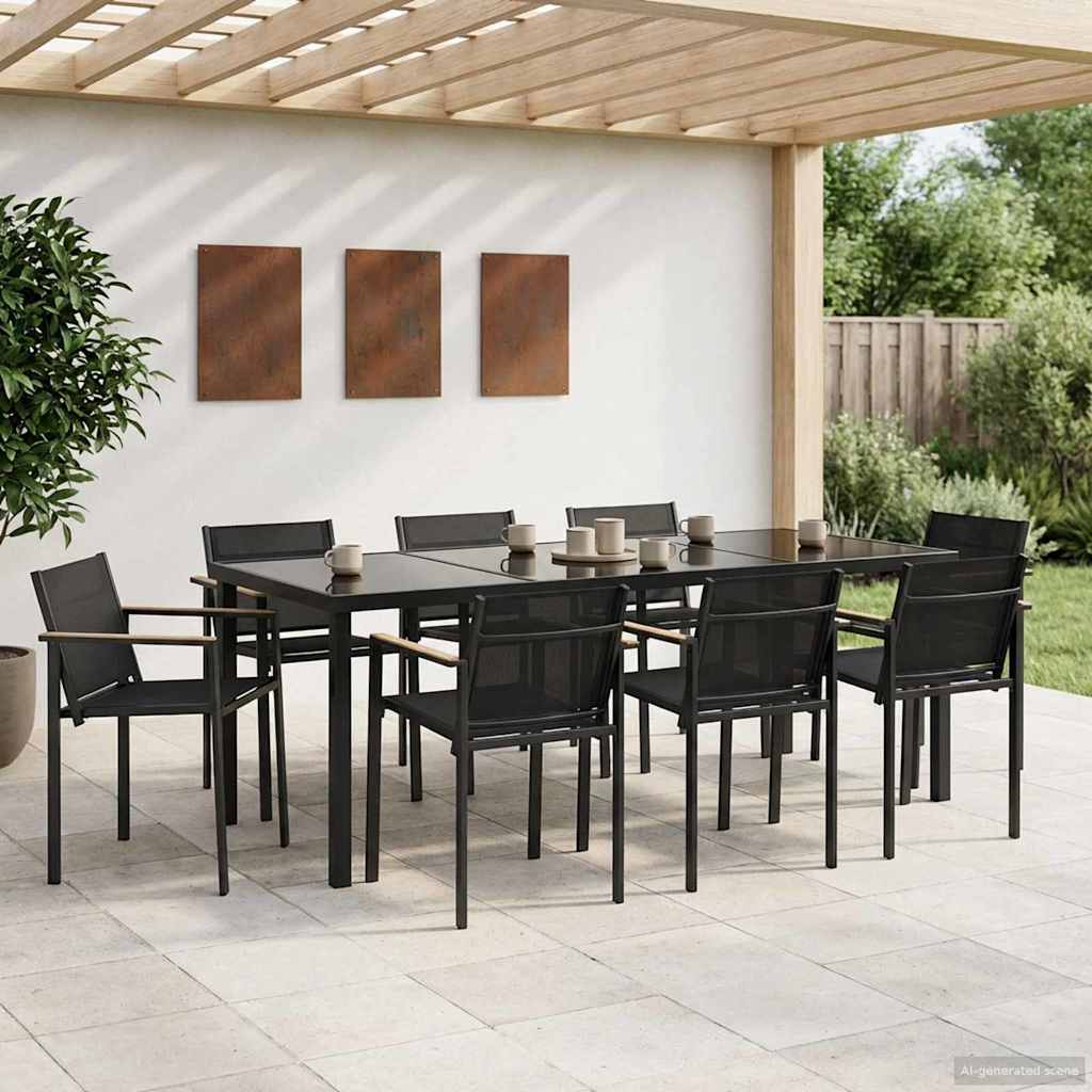 Buitenmeubelset 7 pcs Zwart en Anthraciet Textileen