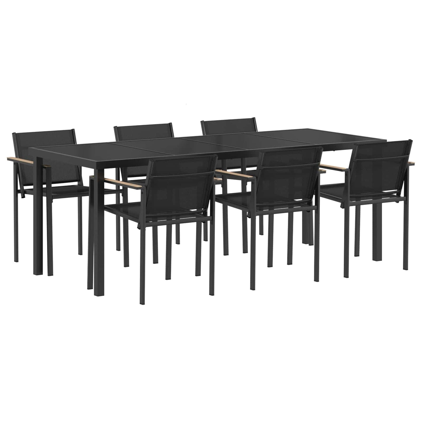 Buitenmeubelset 7 pcs Zwart en Anthraciet Textileen