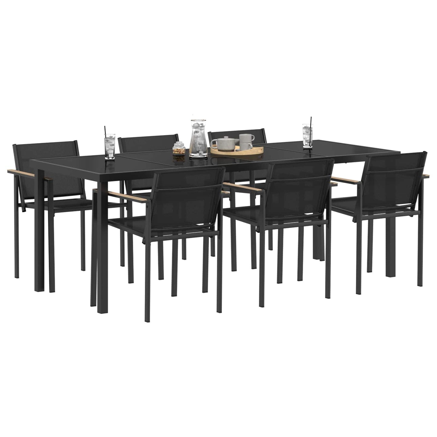 Buitenmeubelset 7 pcs Zwart en Anthraciet Textileen
