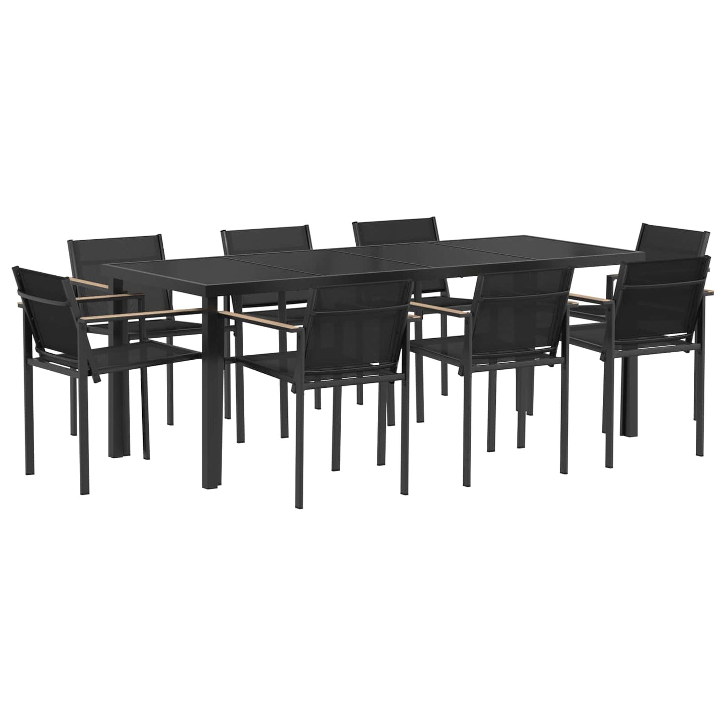 Buitenmeubelset 9 pcs Zwart en Anthraciet Textileen