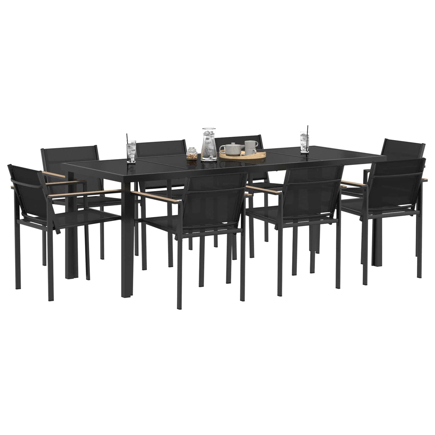 Buitenmeubelset 9 pcs Zwart en Anthraciet Textileen