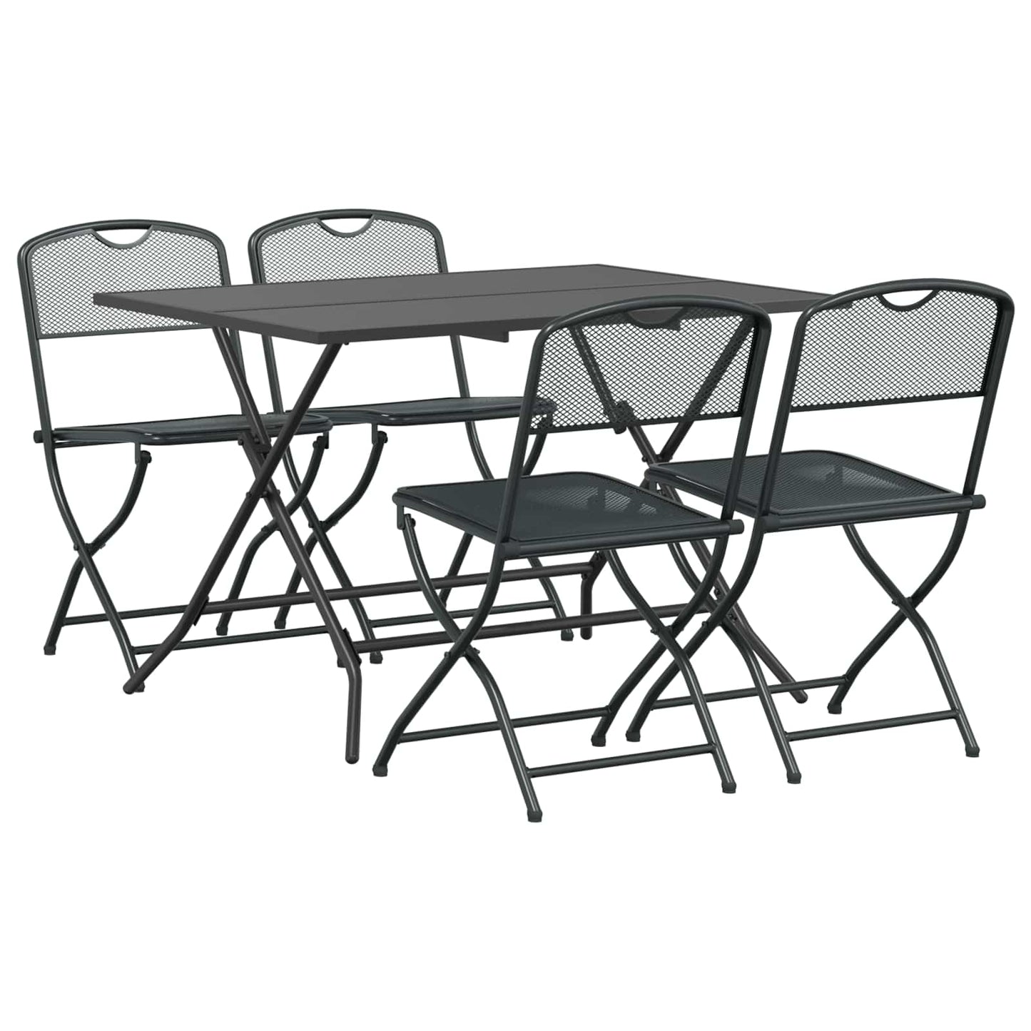 Buitenmeubelset 5 pcs Antraciet Ijzer en Staal is nu te koop bij PeponiXL, paradijselijk wonen!