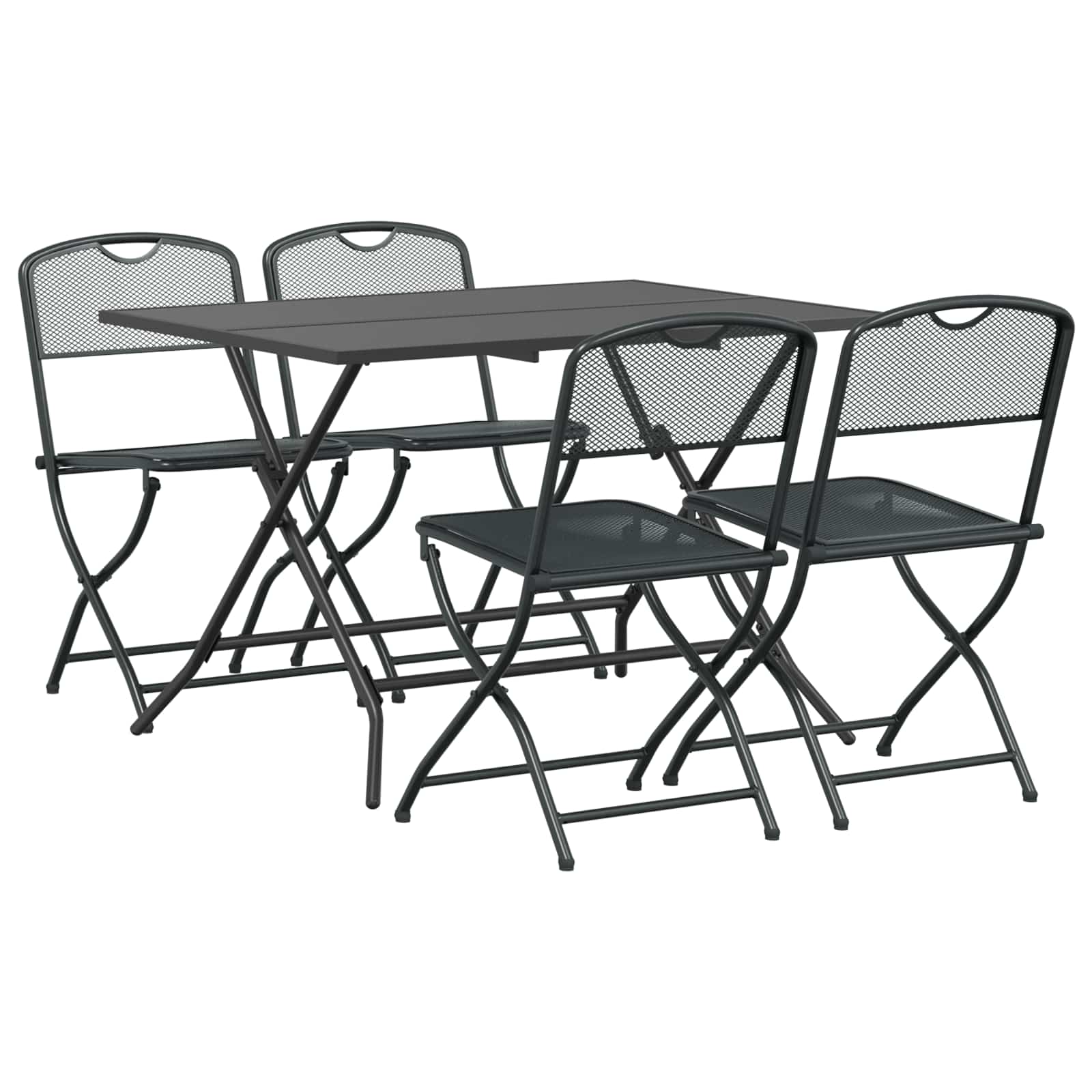 Buitenmeubelset 5 pcs Antraciet Ijzer en Staal is nu te koop bij PeponiXL, paradijselijk wonen!